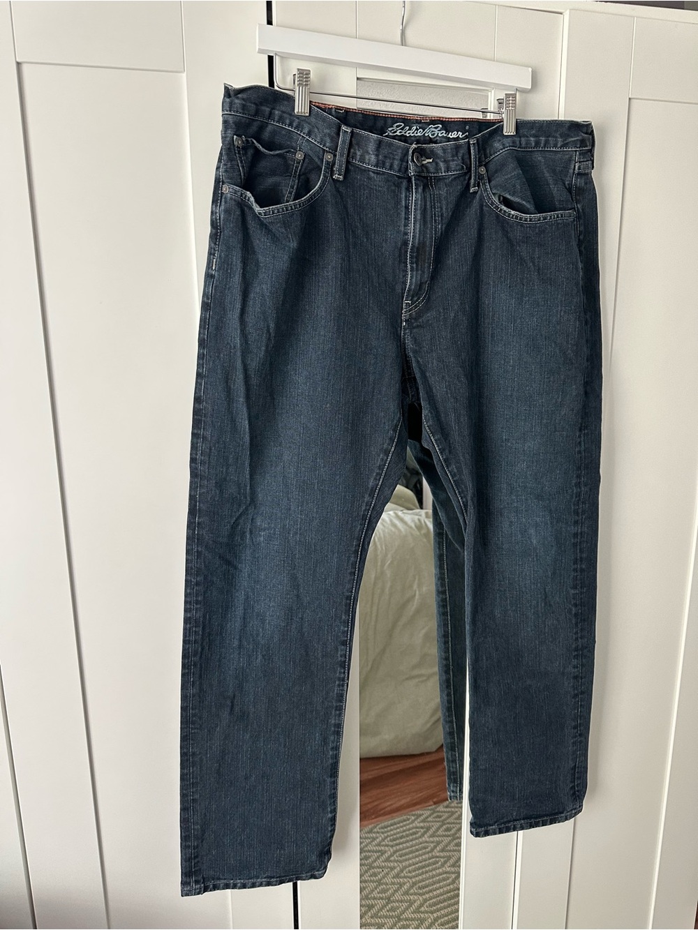 Eddie Bauer Men's Dark Blue Straight-Leg Jeans 100% cotton 40x32